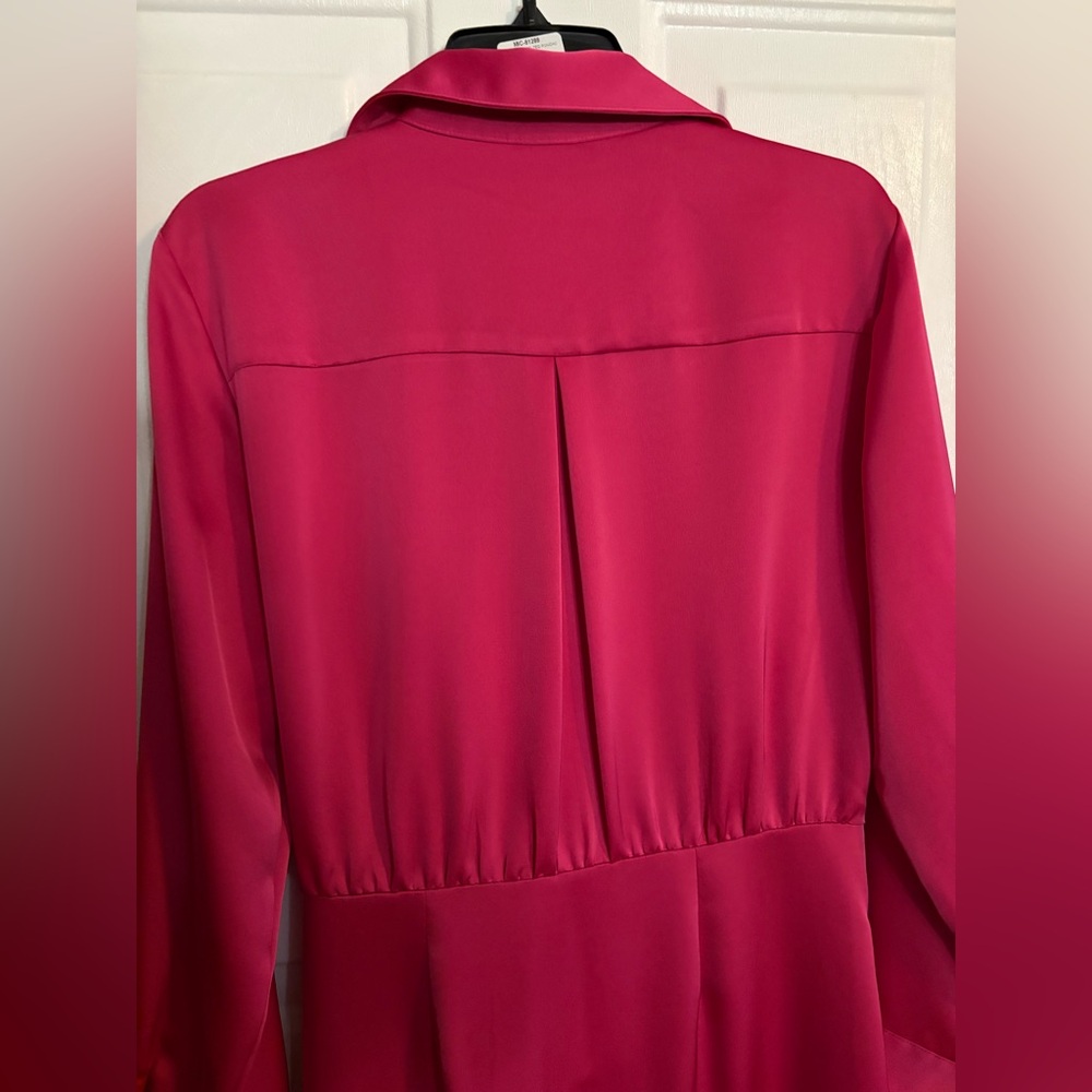 ‼️SOLD DOING LIVE 04/07/26‼️Worthington Fuchsia Button-Front Wrap Dress Large - Picture 6 of 10